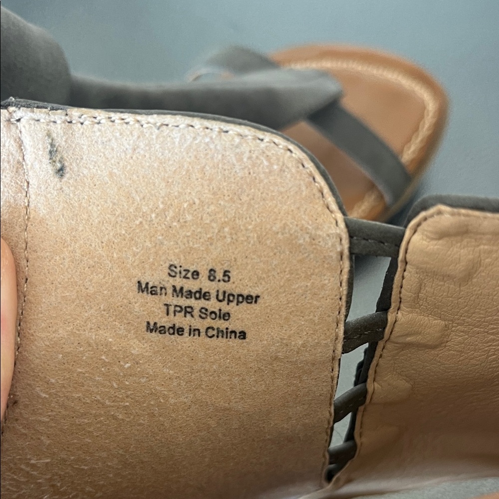 Gray Leather Women's Sandals - Picture 2 of 3